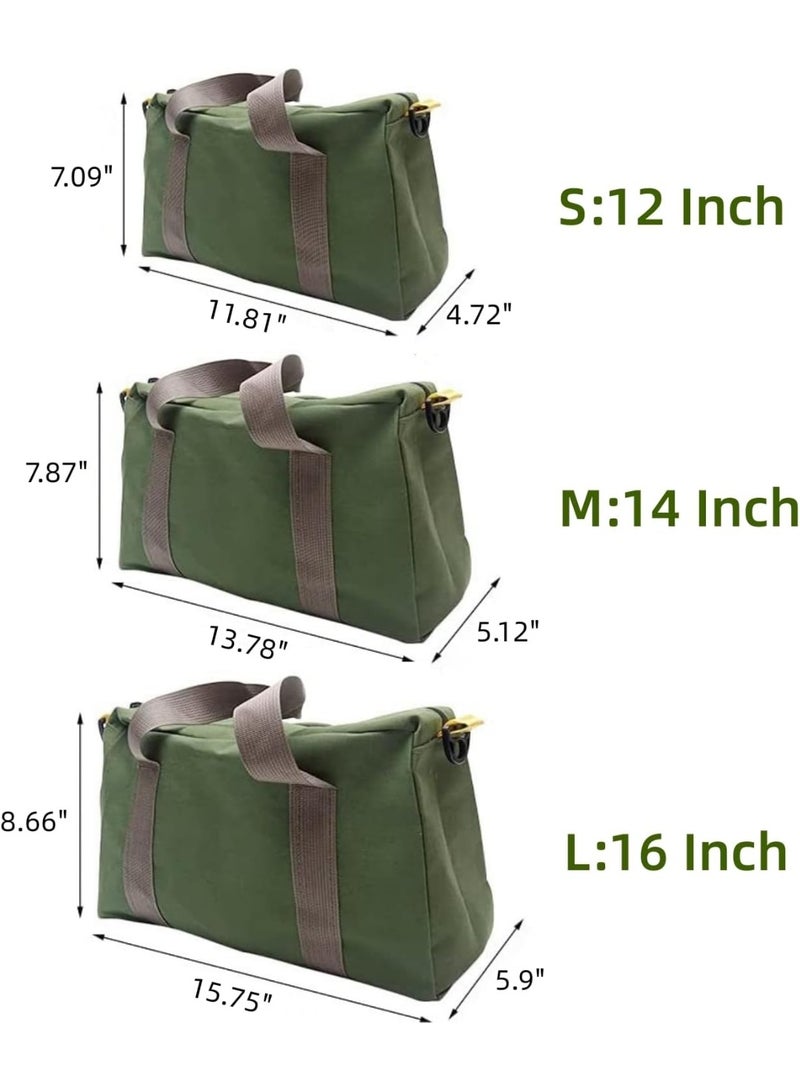 16 Inch Wide Mouth Tool Bag, Canvas Tool Bag, Heavy Duty Tool Storage Bag, Large Capacity Tool Tote Bag for Electricians, Power Tool Organizer Pouch, Tool Bags for Men - Image 4